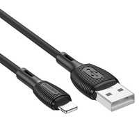 USB кабель шт.USB (A) - шт.Lightning 1,0м, 3,0A силиконовый, черный BX86 "Borofone"