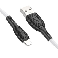 USB кабель шт.USB (A) - шт.Lightning 1,0м, 3,0A силиконовый, белый BX86 "Borofone"