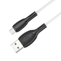 USB кабель для зарядки micro USB "BoroFone" BX86 2.4А, 1.0м, силиконовый, белый