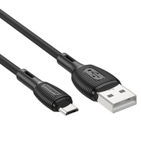 USB кабель для зарядки micro USB "BoroFone" BX86 2.4А, 1.0м, силиконовый, черный