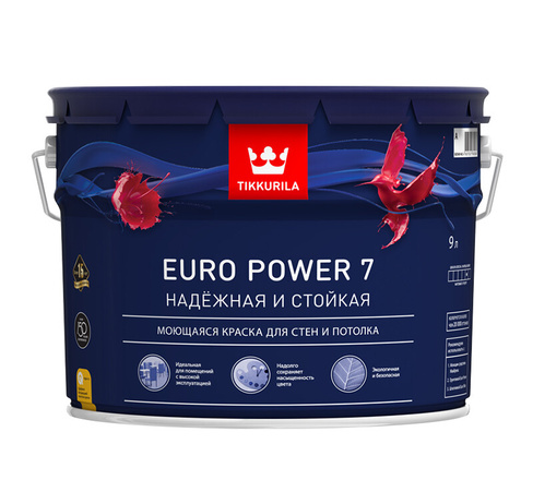 Краска EURO POWER 7 С мат 9л TIKKURILA