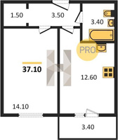 Продажа однокомнатной квартиры 37.10/14.10/12.60 5/5 Тургеневское шос., д. 33/3/22 Корпус 22