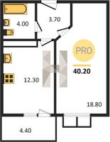 Продажа однокомнатной квартиры 40.20/18.80/12.30 12/23 Конгрессная ул, д. 41 Корпус 2.1