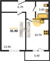 Продажа однокомнатной квартиры 35.90/13.90/10.70 5/5 Тургеневское шос., д. 33/2/25 Корпус 25