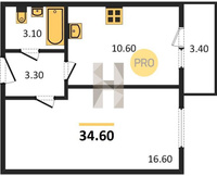 Продажа однокомнатной квартиры 34.60/16.60/10.60 5/5 Тургеневское шос., д. 33/2/23 Корпус 23