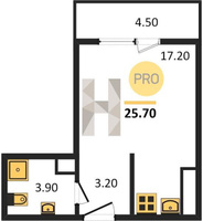 Продажа однокомнатной квартиры 25.70/17.20/17.20 15/24 им. Героя Георгия Бочарникова ул, д. 2/1 Корпус 1