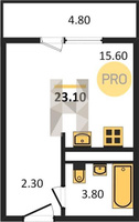 Продажа однокомнатной квартиры 23.10/15.60/15.60 20/24 им. Героя Георгия Бочарникова ул, д. 2/1 Корпус 1