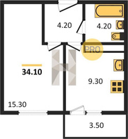 Продажа однокомнатной квартиры 34.10/15.30/9.30 21/24 им. Героя Георгия Бочарникова ул, д. 2, корп. 1/2 Корпус 2