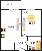 Продажа однокомнатной квартиры 38.30/11.90/16.90 1/24 им. Героя Георгия Бочарникова ул, д. 2, корп. 1/2 Корпус 2