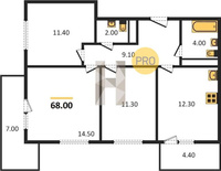 Продажа трехкомнатной квартиры 68.00/37.20/12.30 2/22 Конгрессная ул, д. 41/1 Корпус 2.2