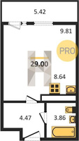 Продажа однокомнатной квартиры 29.00/9.81/8.64 21/22 Конгрессная ул, д. 19/3 Корпус 11