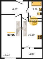 Продажа однокомнатной квартиры 40.95/16.03/10.20 5/16 Кирилла Россинского ул, д. 3/1 Корпус 1