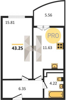 Продажа однокомнатной квартиры 43.25/15.81/11.63 13/16 Завод радиоизмерительных приборов (РИП) мкр., Корпус 2