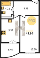 Продажа однокомнатной квартиры 42.30/15.50/9.99 6/16 Завод радиоизмерительных приборов (РИП) мкр., Корпус 2