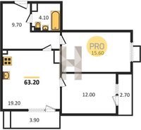 Продажа двухкомнатной квартиры 63.20/27.60/19.20 11/15 Даниила Смоляна ул, д. 71, корп. 2 Корпус 3