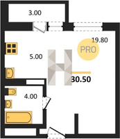 Продажа однокомнатной квартиры 30.50/19.80/5.00 18/18 им. Мурата Ахеджака ул, д. 12 Корпус 12