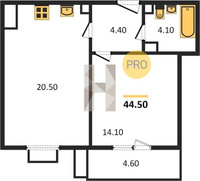 Продажа однокомнатной квартиры 44.50/14.10/20.50 7/15 Даниила Смоляна ул, д. 71, корп. 3 Корпус 4