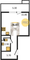 Продажа однокомнатной квартиры 26.00/15.80/15.80 11/15 Даниила Смоляна ул, д. 71 Корпус 1
