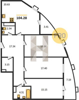 Продажа трехкомнатной квартиры 104.28/51.21/20.63 10/24 Воронежская ул, д. 47/Б/14 Корпус 14