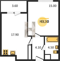 Продажа однокомнатной квартиры 43.30/15.00/17.90 16/24 Колхозная ул, д. 3 Корпус 3
