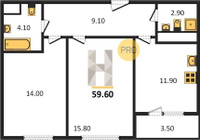 Продажа двухкомнатной квартиры 59.60/29.80/11.90 18/24 Колхозная ул, д. 3 Корпус 3