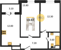 Продажа двухкомнатной квартиры 50.50/26.10/12.00 19/24 Колхозная ул, д. 4 Корпус 4