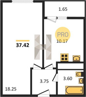 Продажа однокомнатной квартиры 37.35/18.25/10.17 24/24 Заполярная ул, д. 39, корп. 9 Корпус 9