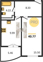 Продажа однокомнатной квартиры 41.70/15.50/9.99 13/16 Кирилла Россинского ул, д. 3/2 Корпус 1