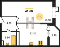 Продажа однокомнатной квартиры 41.60/19.00/12.30 22/23 Мачуги ул, д. 166/2/1 Корпус 2.1