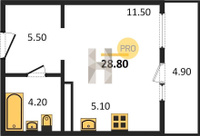 Продажа однокомнатной квартиры 29.00/16.60/16.60 9/12 им. Мурата Ахеджака ул, д. д. 12, корп. 2/2 Корпус 14