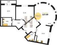 Продажа трехкомнатной квартиры 127.09/71.58/19.10 7/22 Дзержинского ул, д. 95 Корпус 1