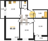 Продажа трехкомнатной квартиры 65.10/35.50/12.30 6/16 Южное сияние мкр., Корпус 26