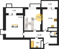 Продажа двухкомнатной квартиры 65.13/32.21/12.40 2/24 Знаменский п., д. 23 Корпус 23