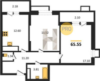 Продажа двухкомнатной квартиры 65.55/32.32/12.60 18/24 Знаменский п., д. 24 Корпус 24
