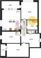 Продажа трехкомнатной квартиры 107.63/50.14/24.62 24/24 Знаменский п., д. 24 Корпус 24