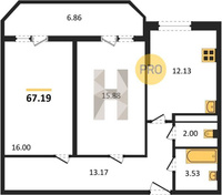 Продажа двухкомнатной квартиры 67.19/31.88/12.13 2/19 Ростовское шос., д. 30/6/5 Корпус 5