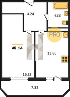 Продажа однокомнатной квартиры 48.14/16.92/13.85 17/19 Ростовское шос., д. 30/6/5 Корпус 5