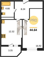 Продажа однокомнатной квартиры 44.64/16.92/12.32 3/19 Ростовское шос., д. 30/6/3 Корпус 3