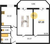 Продажа двухкомнатной квартиры 67.19/31.88/12.13 3/19 Ростовское шос., д. 30/6/5 Корпус 5