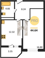 Продажа однокомнатной квартиры 44.64/16.80/12.32 13/19 Ростовское шос., д. 30/6/3 Корпус 3