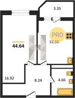 Продажа однокомнатной квартиры 44.64/16.92/12.32 15/19 Ростовское шос., д. 30/6/5 Корпус 5