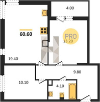 Продажа двухкомнатной квартиры 60.60/23.30/19.40 4/16 Западный обход ул, Корпус 39(уч. 594 литер 1)