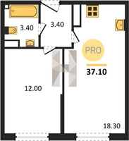 Продажа однокомнатной квартиры 37.10/12.00/18.30 13/16 им. Ивана Беличенко ул, д. 92, корп. 2 Корпус 57 (уч. 575 литер 3