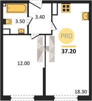 Продажа однокомнатной квартиры 37.20/12.00/18.30 4/16 им. Ивана Беличенко ул, д. 92, корп. 2 Корпус 57 (уч. 575 литер 3)