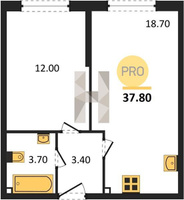Продажа однокомнатной квартиры 37.80/12.00/18.70 1/16 Западный обход ул, Корпус 53 (уч. 587 литер 3)