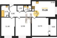 Продажа трехкомнатной квартиры 73.20/37.90/14.90 5/16 Западный обход ул, Корпус 53 (уч. 587 литер 3)