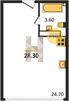 Продажа однокомнатной квартиры 28.30/24.70/24.70 16/16 Западный обход ул, Корпус 60 (уч. 575 литер 6)