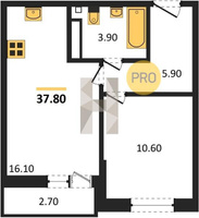 Продажа однокомнатной квартиры 37.80/10.60/16.10 11/16 Южное сияние мкр., Корпус 27