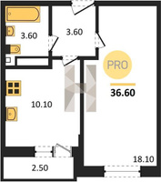 Продажа однокомнатной квартиры 36.60/18.10/10.10 10/16 Южное сияние мкр., Корпус 27