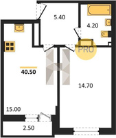 Продажа однокомнатной квартиры 40.50/14.70/15.00 15/16 Южное сияние мкр., Корпус 27